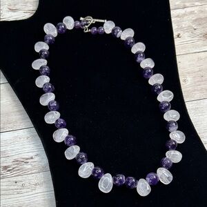 Rose Quartz and Amethyst Stone Necklace